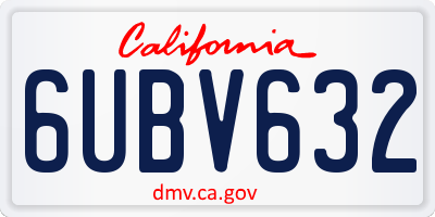 CA license plate 6UBV632