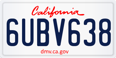 CA license plate 6UBV638