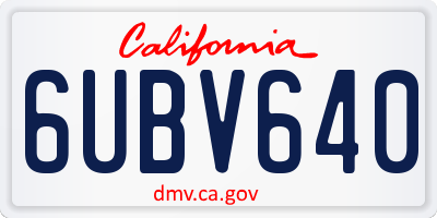CA license plate 6UBV640