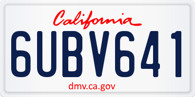 CA license plate 6UBV641