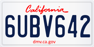 CA license plate 6UBV642