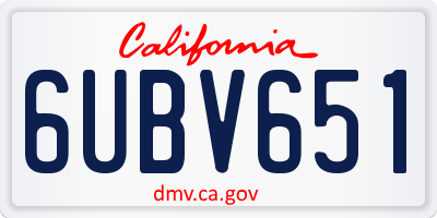 CA license plate 6UBV651