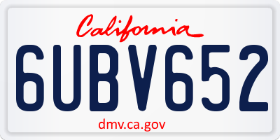 CA license plate 6UBV652