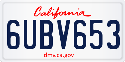 CA license plate 6UBV653