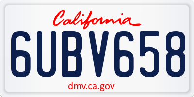 CA license plate 6UBV658