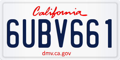CA license plate 6UBV661