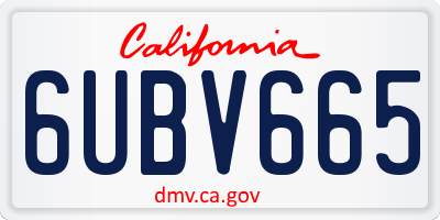 CA license plate 6UBV665