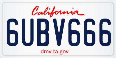 CA license plate 6UBV666