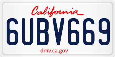 CA license plate 6UBV669
