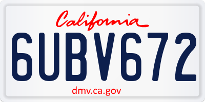 CA license plate 6UBV672