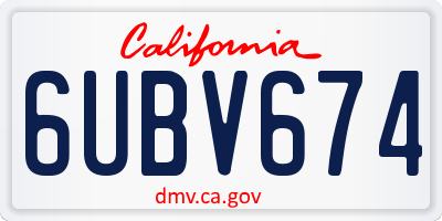 CA license plate 6UBV674