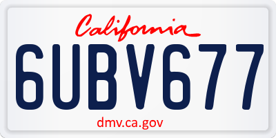 CA license plate 6UBV677