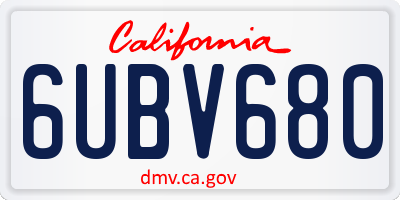 CA license plate 6UBV680