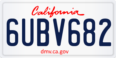 CA license plate 6UBV682