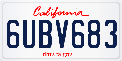 CA license plate 6UBV683