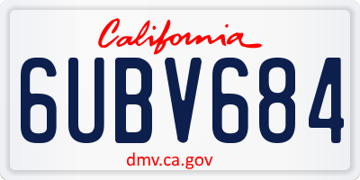 CA license plate 6UBV684