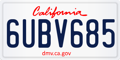 CA license plate 6UBV685