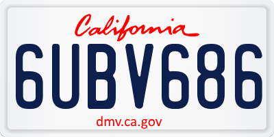 CA license plate 6UBV686