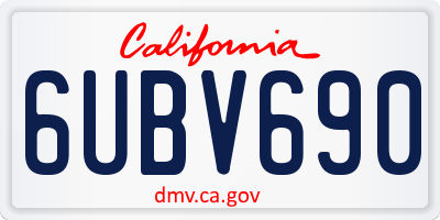 CA license plate 6UBV690