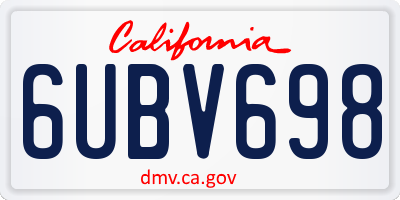 CA license plate 6UBV698