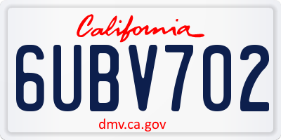 CA license plate 6UBV702