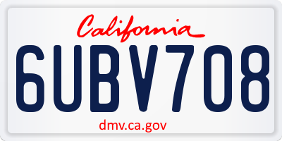 CA license plate 6UBV708