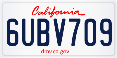 CA license plate 6UBV709
