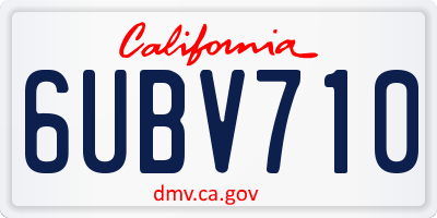 CA license plate 6UBV710