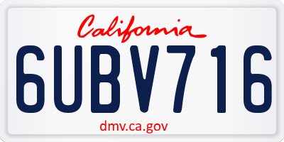 CA license plate 6UBV716