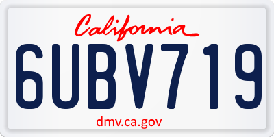 CA license plate 6UBV719