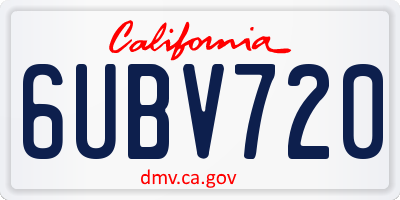 CA license plate 6UBV720