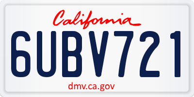 CA license plate 6UBV721