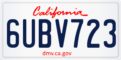 CA license plate 6UBV723