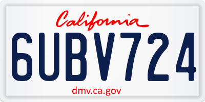 CA license plate 6UBV724