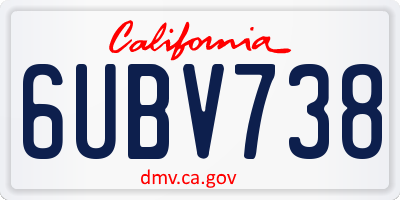 CA license plate 6UBV738