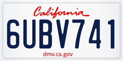 CA license plate 6UBV741
