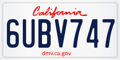 CA license plate 6UBV747
