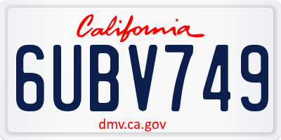 CA license plate 6UBV749