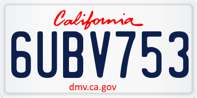 CA license plate 6UBV753