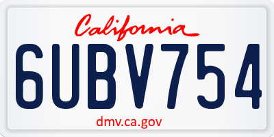CA license plate 6UBV754