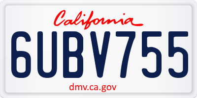 CA license plate 6UBV755