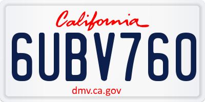 CA license plate 6UBV760
