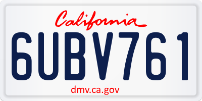 CA license plate 6UBV761