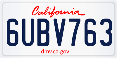 CA license plate 6UBV763