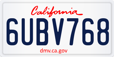 CA license plate 6UBV768