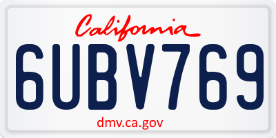 CA license plate 6UBV769