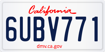 CA license plate 6UBV771