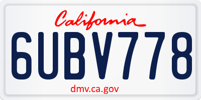 CA license plate 6UBV778
