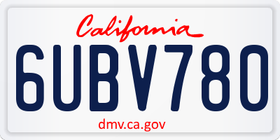CA license plate 6UBV780