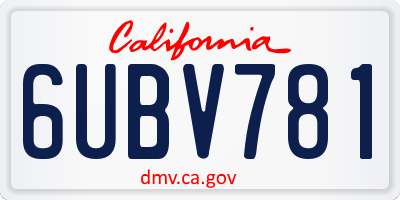 CA license plate 6UBV781